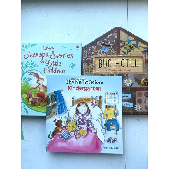Childrens Books Bundle: Aesops Stories Bug Hotel & The Night Before Kindergarten - Picture 1 of 7